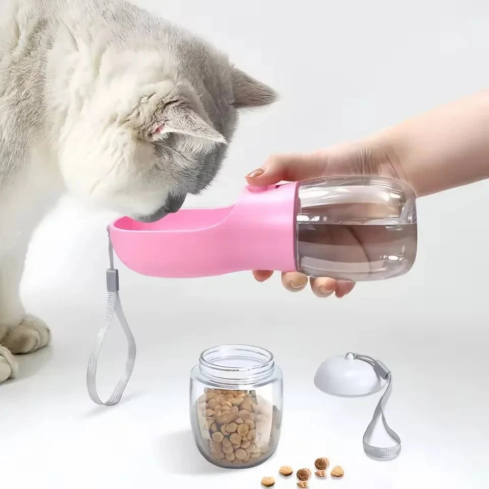 Portable 2-In-1 Dog Cat Water Bottle with Food Storage Container for Outdoor Travel Pet Feeding Pet Supplies
