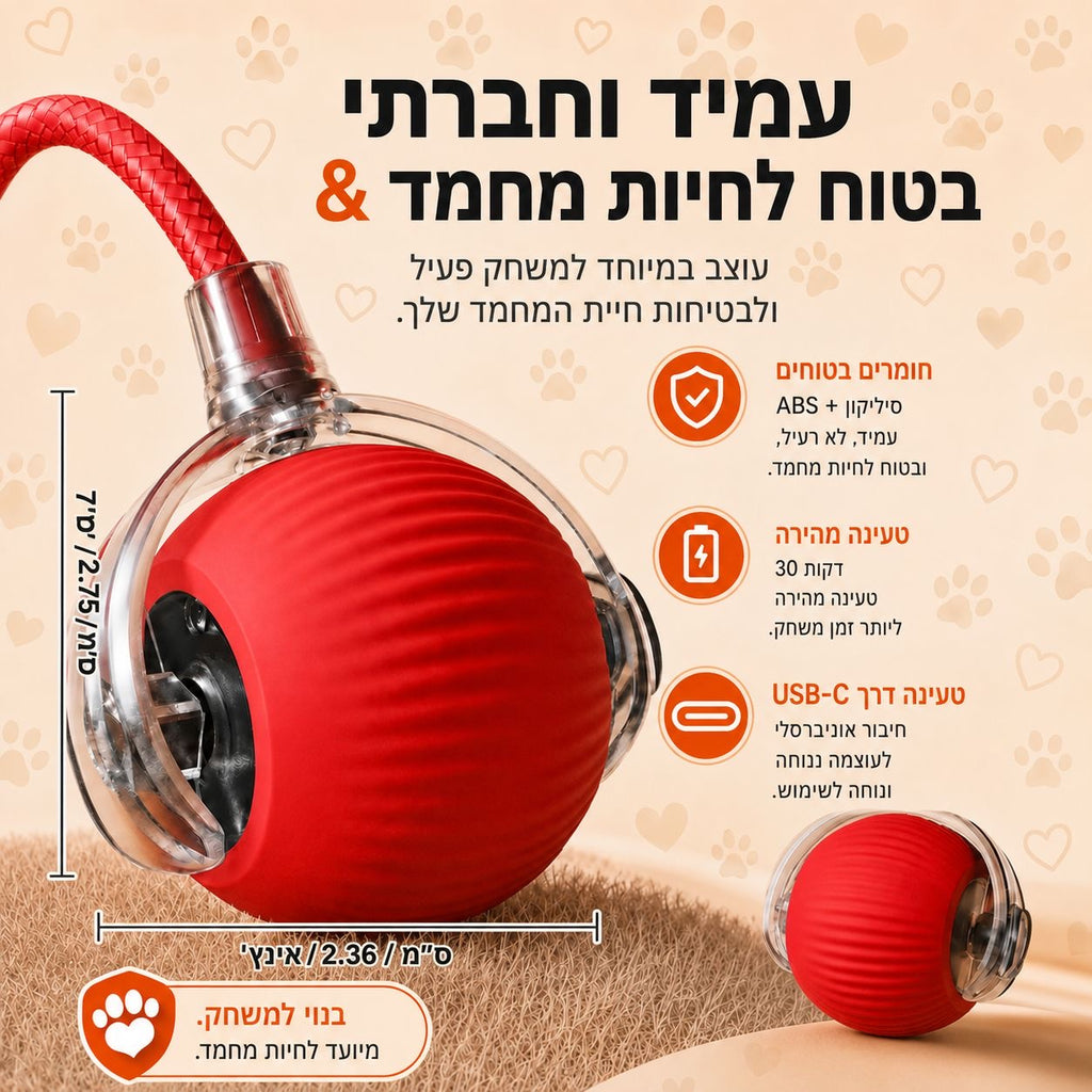 הכדור החכם שלא מפסיק לשחק – צעצוע אינטראקטיבי לכלבים