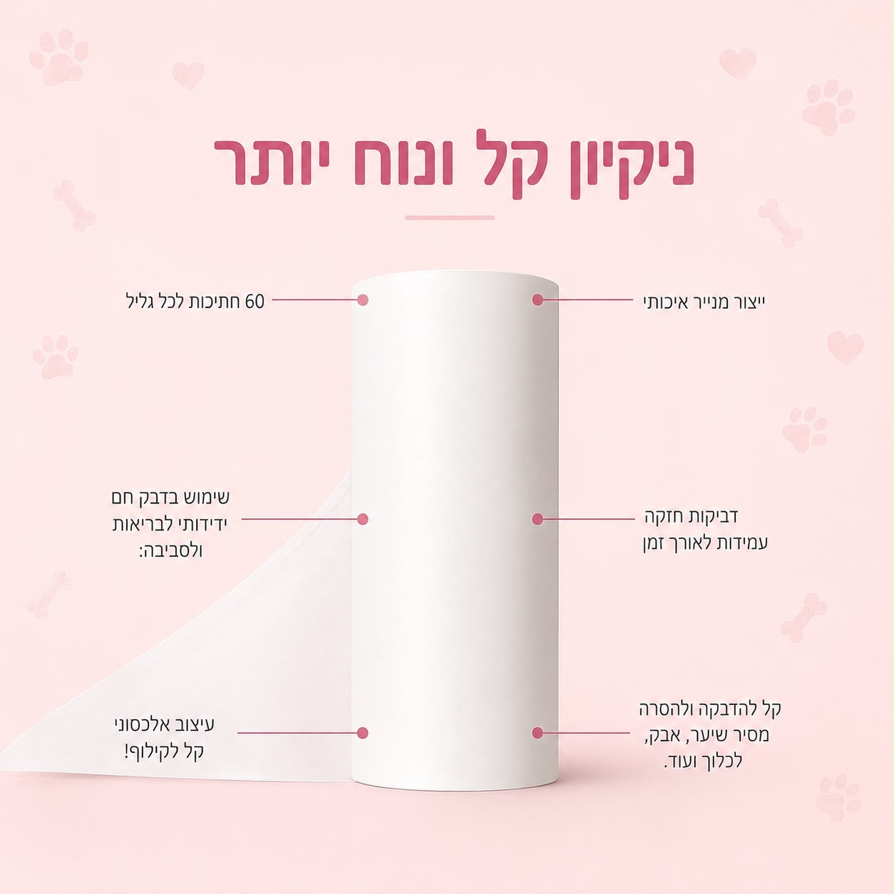 רולר רב-פעמי להסרת שיער חיות – לניקוי מהיר ויעיל