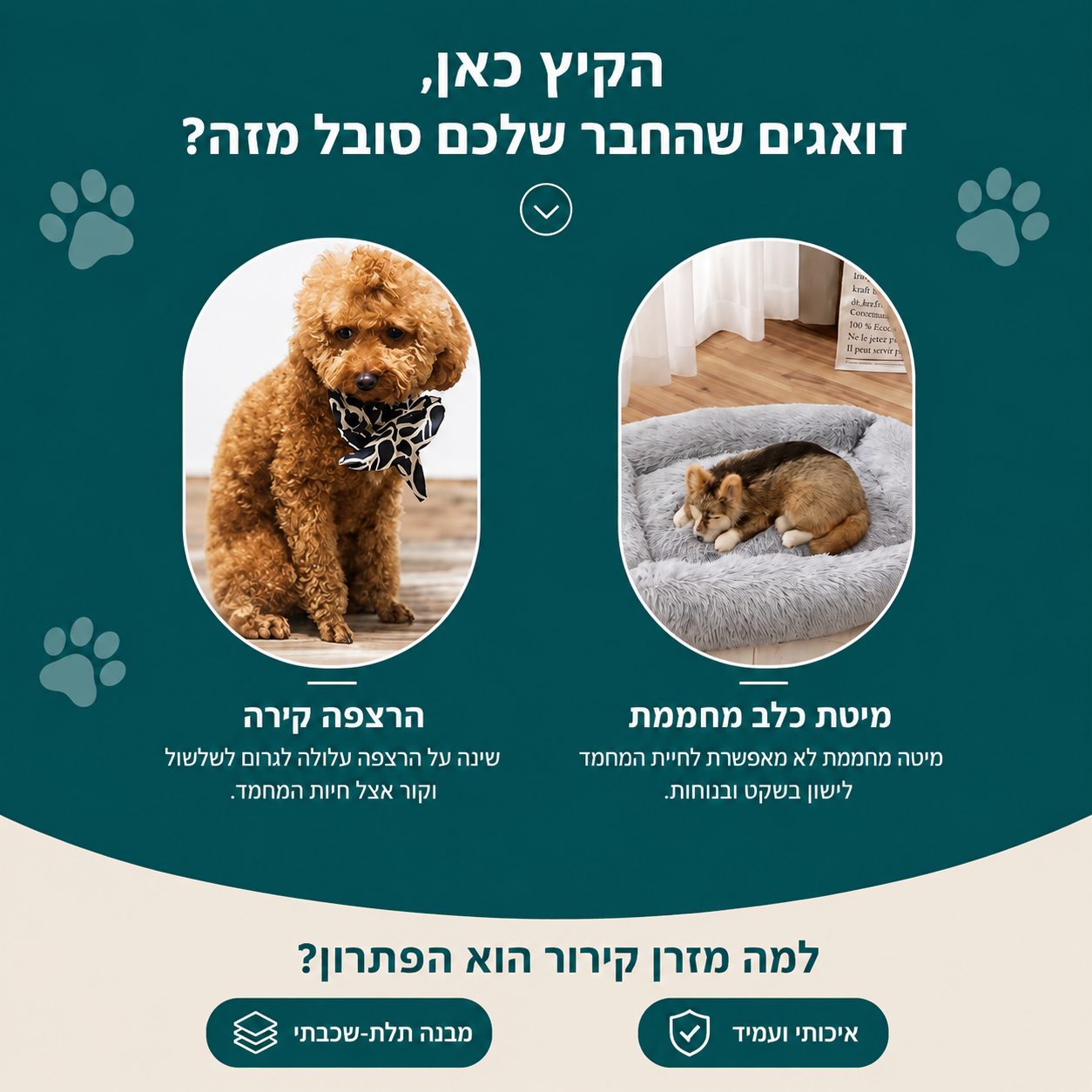 משטח קירור לכלבים - מיטת קיץ מרעננת ונוחה