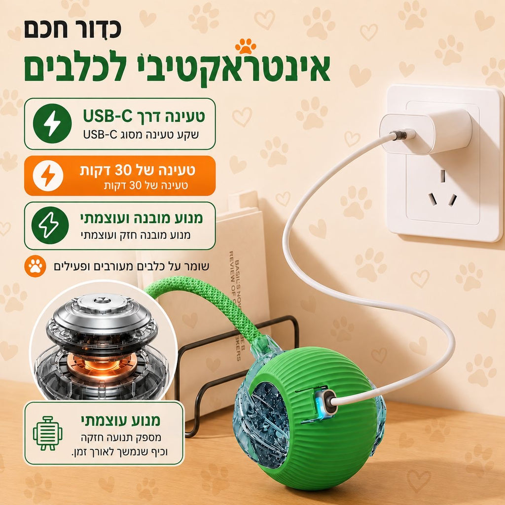 הכדור החכם שלא מפסיק לשחק – צעצוע אינטראקטיבי לכלבים