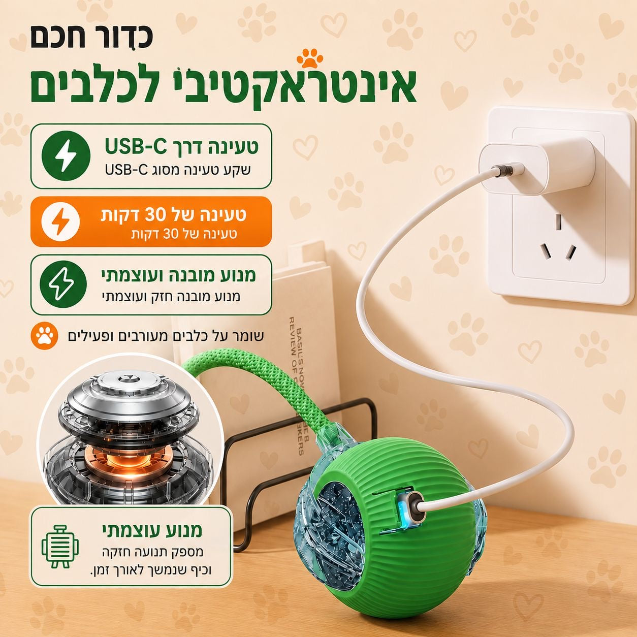 הכדור החכם שלא מפסיק לשחק – צעצוע אינטראקטיבי לכלבים
