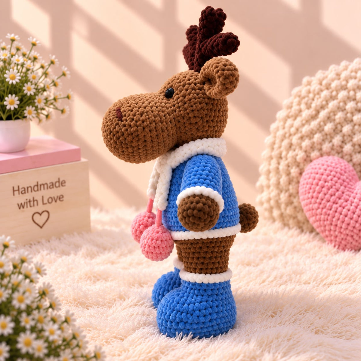 Crocheted deer doll