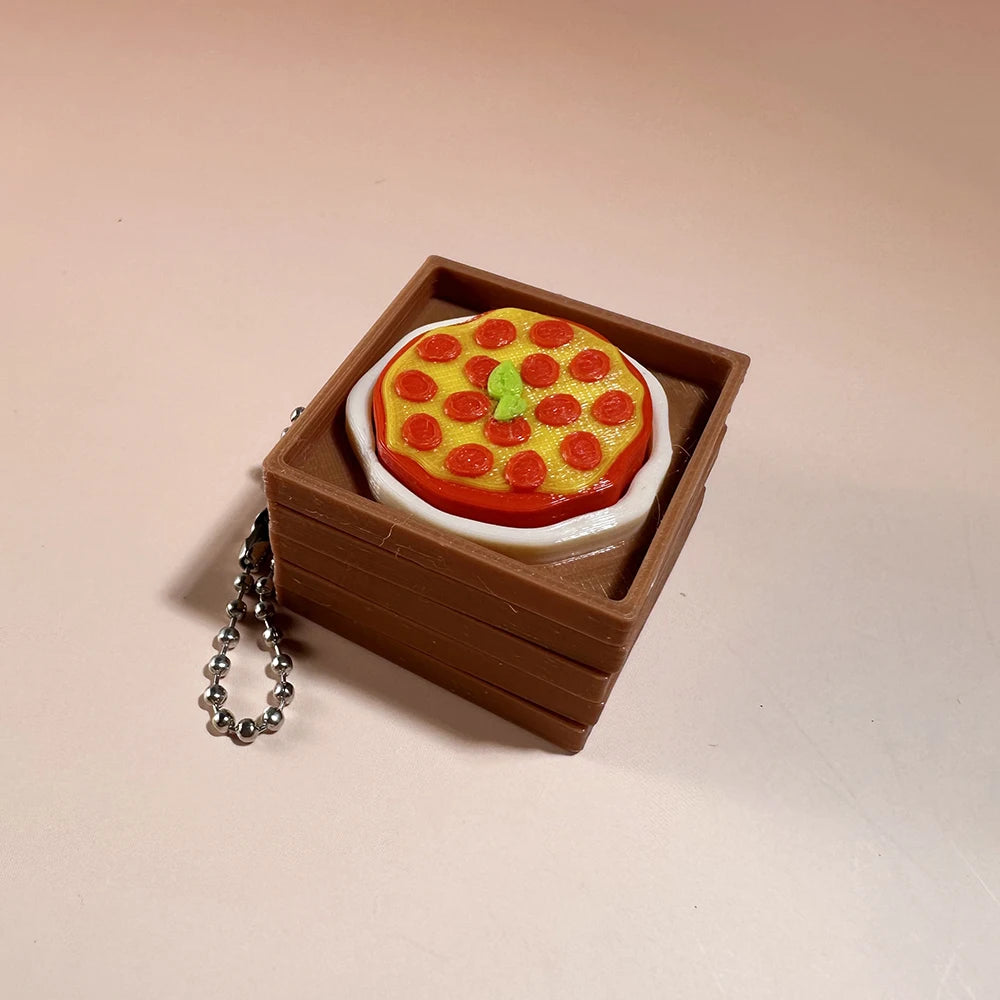 Calming Keychain Keys Finger Button Anti-Stress Toys Strawberry Cake Ice Pizza Funny Decompression Gifts for Children Adults