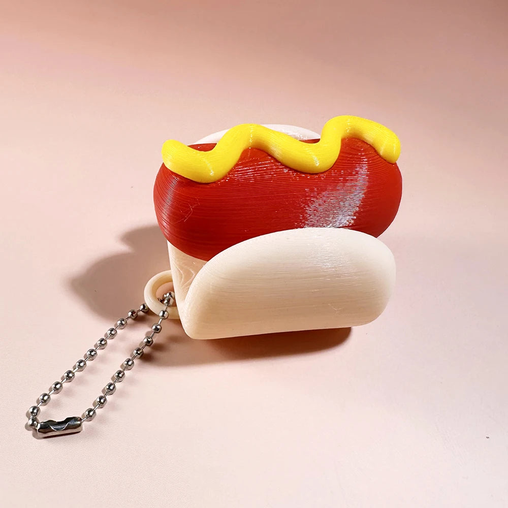Calming Keychain Keys Finger Button Anti-Stress Toys Strawberry Cake Ice Pizza Funny Decompression Gifts for Children Adults