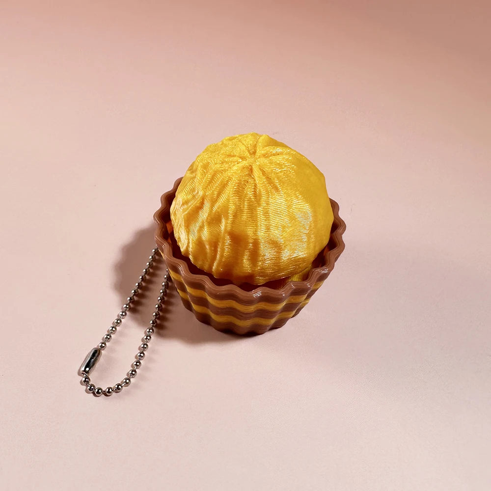 Calming Keychain Keys Finger Button Anti-Stress Toys Strawberry Cake Ice Pizza Funny Decompression Gifts for Children Adults