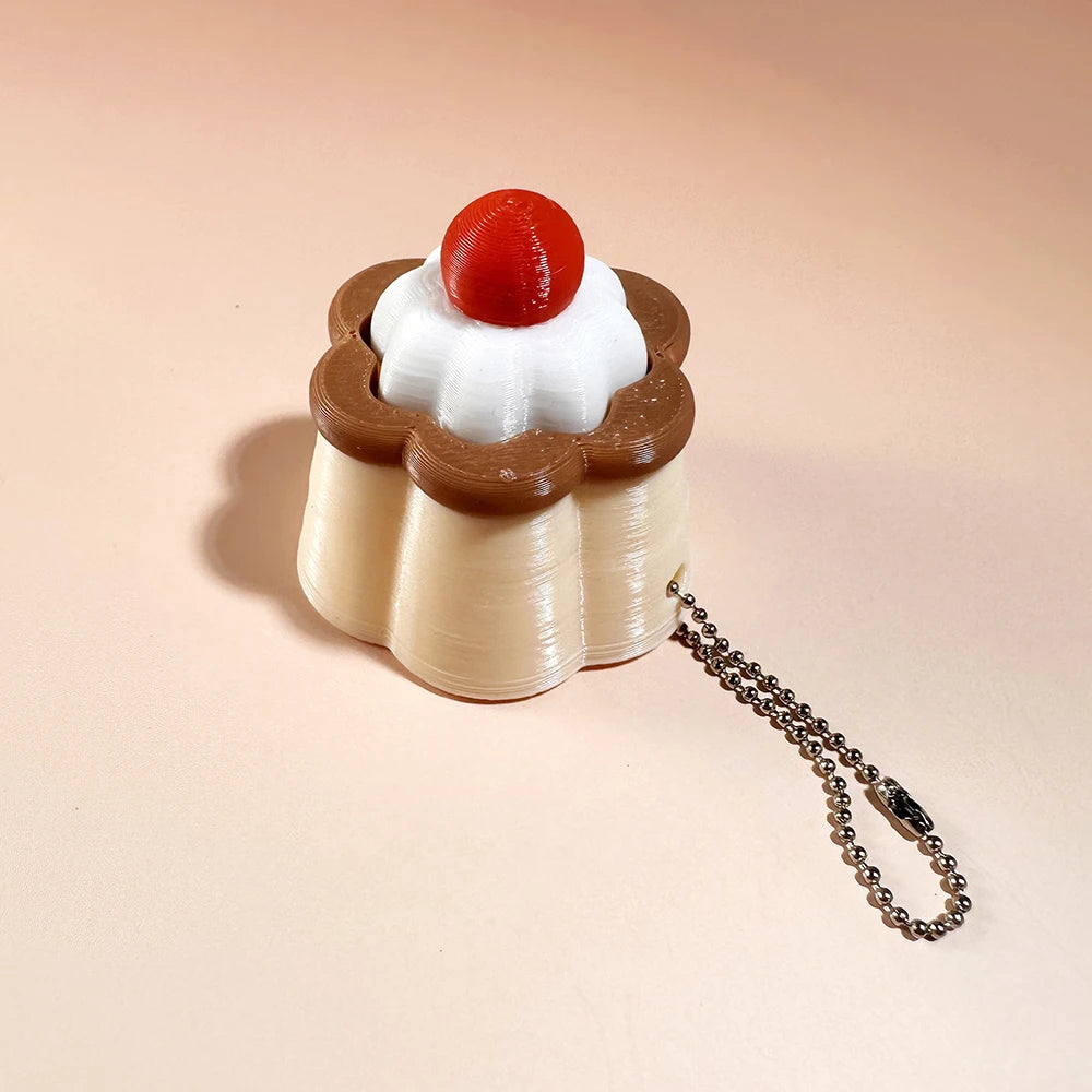Calming Keychain Keys Finger Button Anti-Stress Toys Strawberry Cake Ice Pizza Funny Decompression Gifts for Children Adults