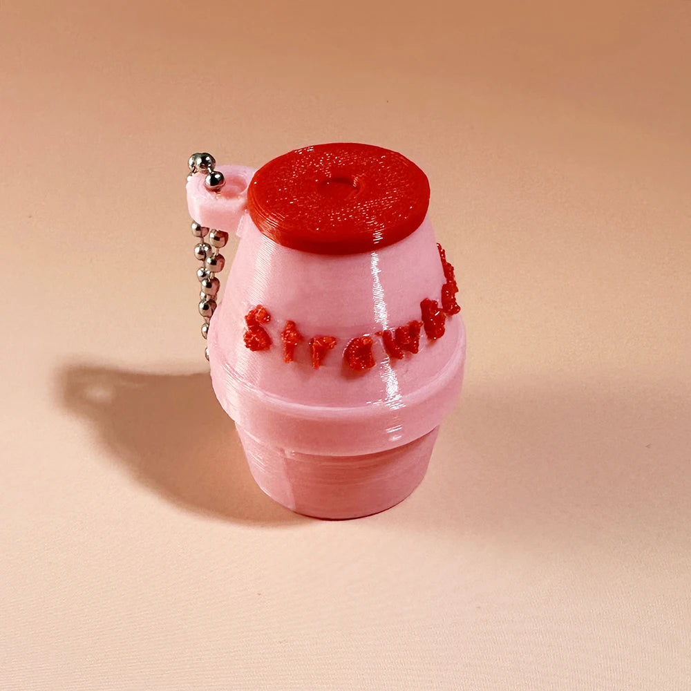 Calming Keychain Keys Finger Button Anti-Stress Toys Strawberry Cake Ice Pizza Funny Decompression Gifts for Children Adults