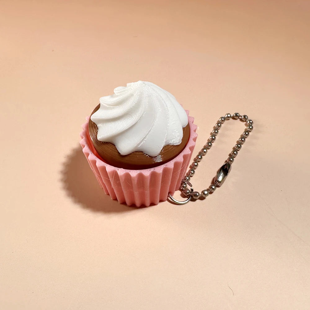 Calming Keychain Keys Finger Button Anti-Stress Toys Strawberry Cake Ice Pizza Funny Decompression Gifts for Children Adults