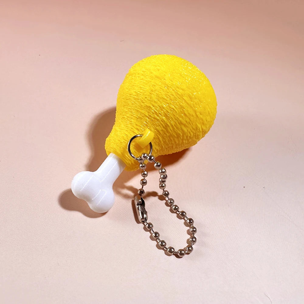 Calming Keychain Keys Finger Button Anti-Stress Toys Strawberry Cake Ice Pizza Funny Decompression Gifts for Children Adults