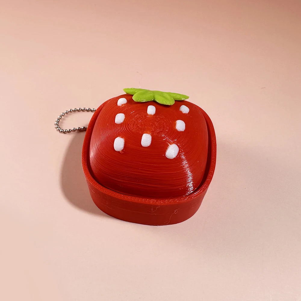 Calming Keychain Keys Finger Button Anti-Stress Toys Strawberry Cake Ice Pizza Funny Decompression Gifts for Children Adults