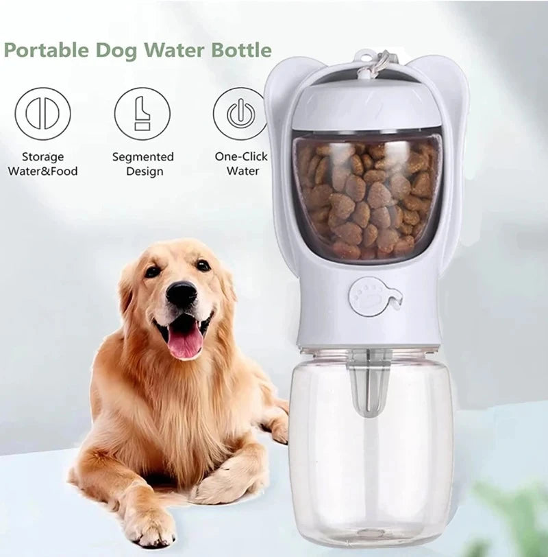 Portable 2-In-1 Dog Cat Water Bottle with Food Storage Container for Outdoor Travel Pet Feeding Pet Supplies