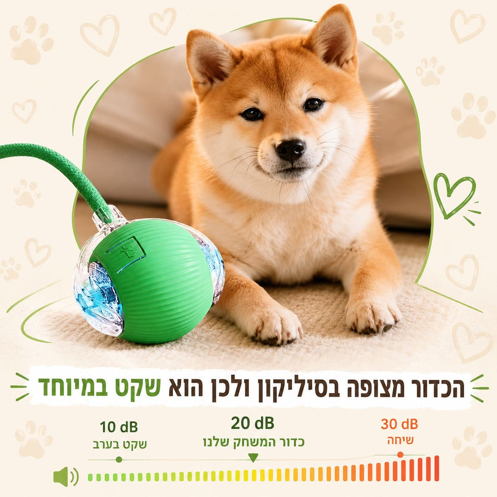 הכדור החכם שלא מפסיק לשחק – צעצוע אינטראקטיבי לכלבים