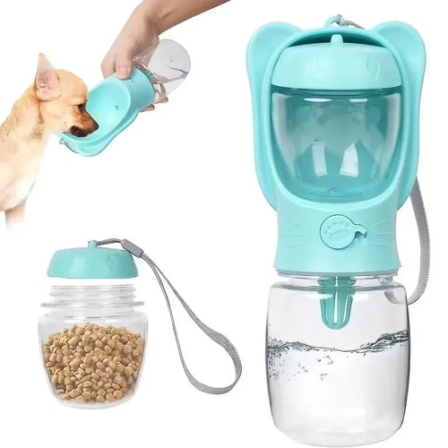 Portable 2-In-1 Dog Cat Water Bottle with Food Storage Container for Outdoor Travel Pet Feeding Pet Supplies